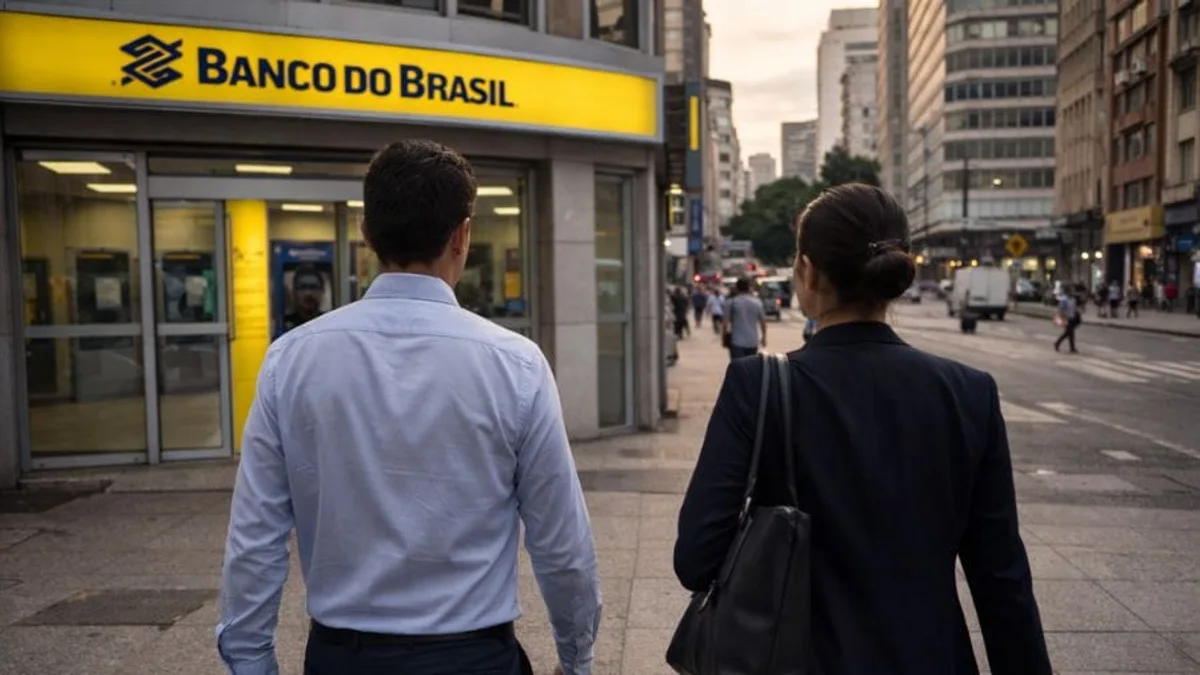 Bancários saindo de agência no Centro do Rio de Janeiro ao final do expediente