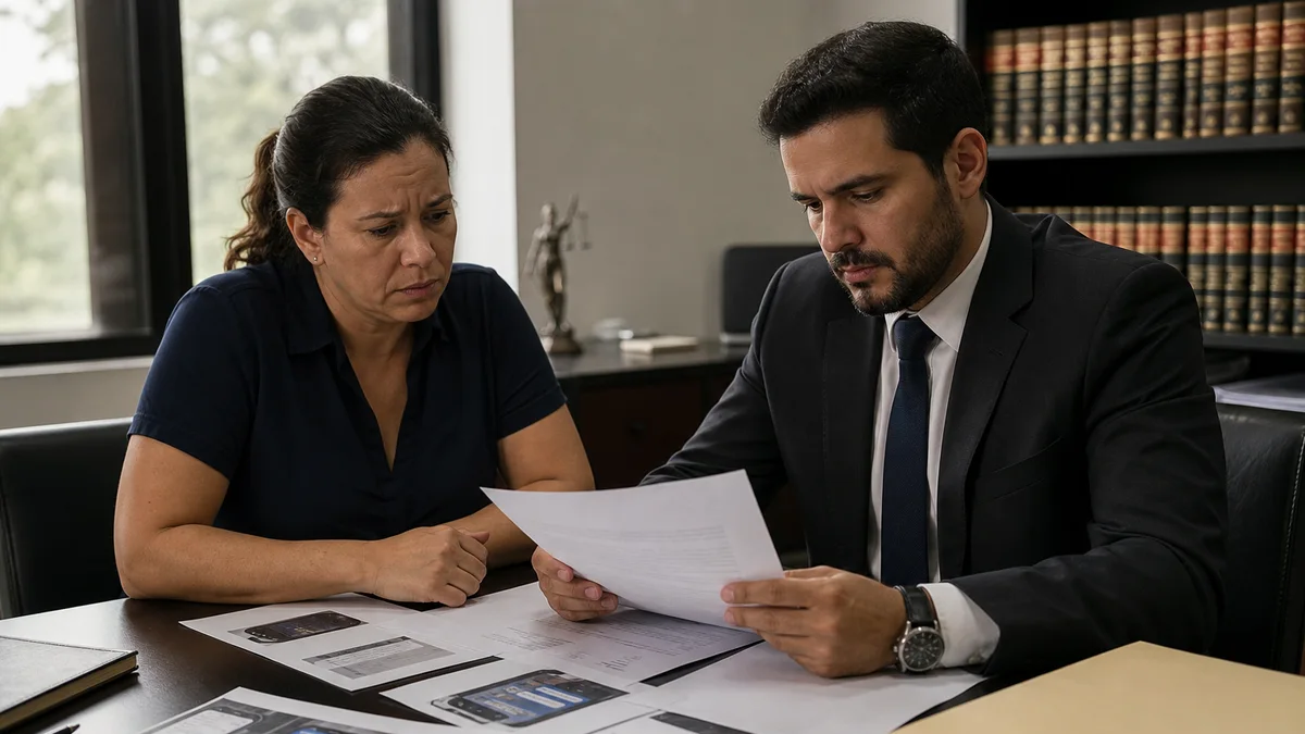 Trabalhador e advogado revisam provas e documentos para pedido de rescisão indireta