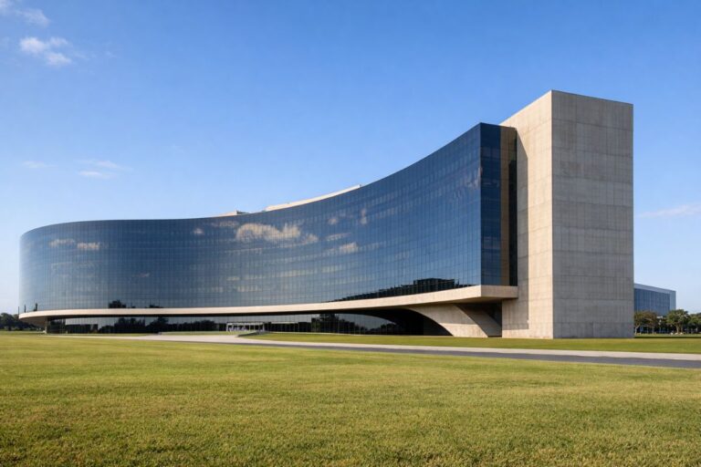 Fachada do Tribunal Superior do Trabalho em Brasília, prédio moderno com vidro curvo e área gramada frontal, usada como imagem destacada do artigo