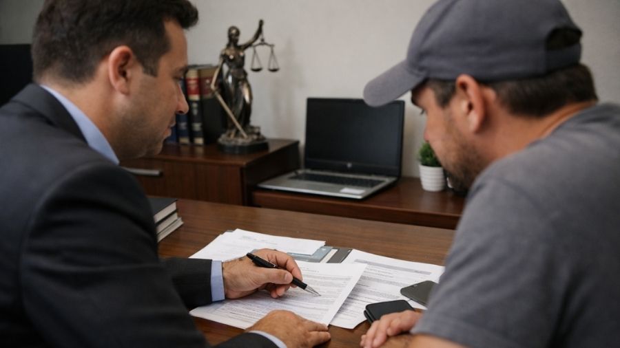 Advogado trabalhista orientando trabalhador sobre FGTS e direitos na demissão