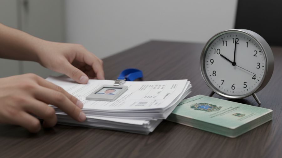 Documentos trabalhistas organizados após pedido de demissão 