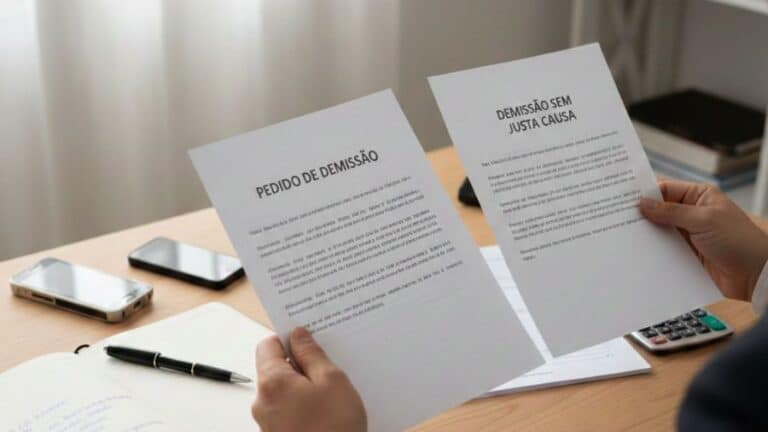 Comparação prática entre pedido de demissão e demissão sem justa causa analisada por advogado