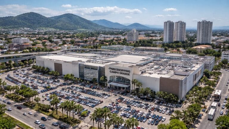 Vista aérea de shopping em Campo Grande na Zona Oeste do Rio de Janeiro