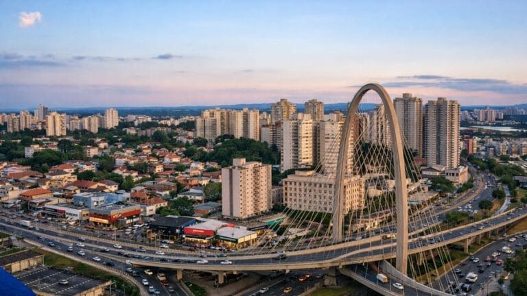 Vista aérea da região do bairro Méier com comércio e vias movimentadas no Rio de Janeiro