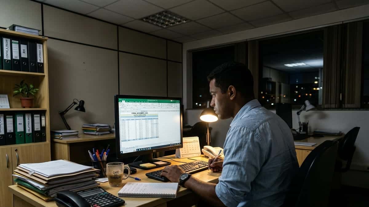 Vendedora organiza loja após expediente em ambiente de shopping